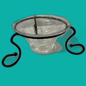 Southern Living at Home Bubble Glass Bowl with Decorative Metal Stand 40351 GUC